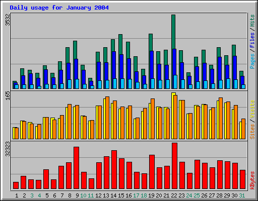 Daily usage for January 2004