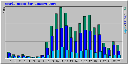Hourly usage for January 2004