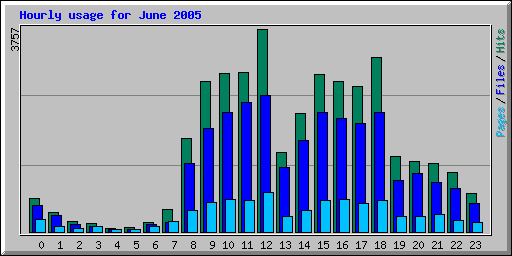Hourly usage for June 2005