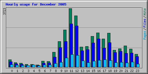 Hourly usage for December 2005