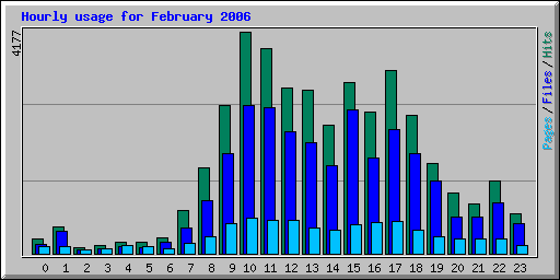 Hourly usage for February 2006