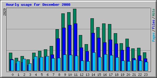 Hourly usage for December 2008