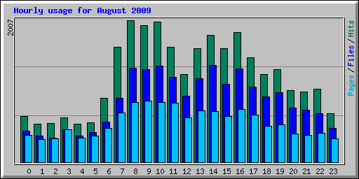 Hourly usage for August 2009