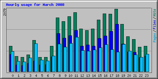 Hourly usage for March 2008