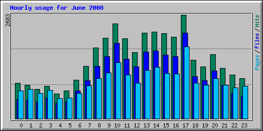 Hourly usage for June 2008