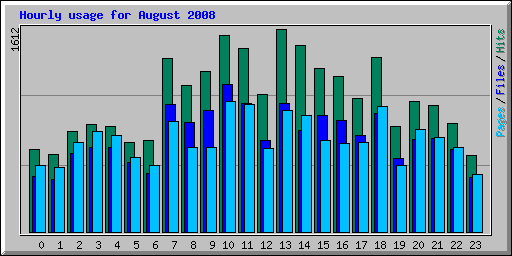 Hourly usage for August 2008
