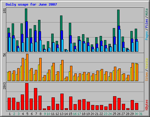 Daily usage for June 2007
