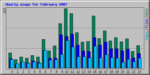 Hourly usage for February 2007