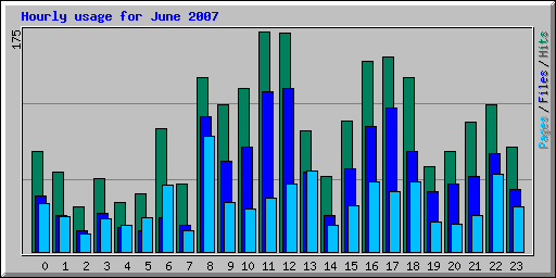 Hourly usage for June 2007