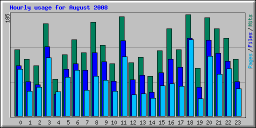 Hourly usage for August 2008
