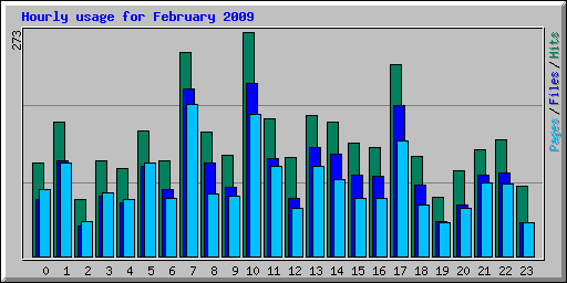 Hourly usage for February 2009