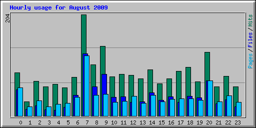 Hourly usage for August 2009
