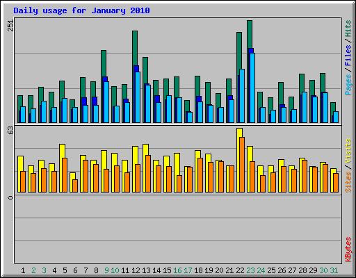 Daily usage for January 2010