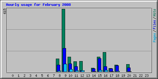 Hourly usage for February 2008