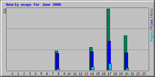 Hourly usage for June 2008