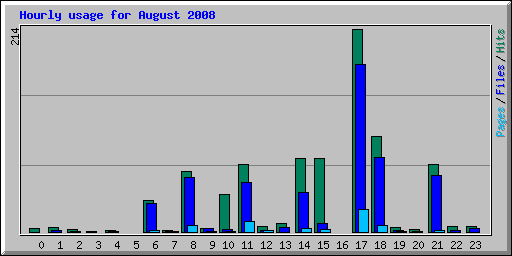 Hourly usage for August 2008