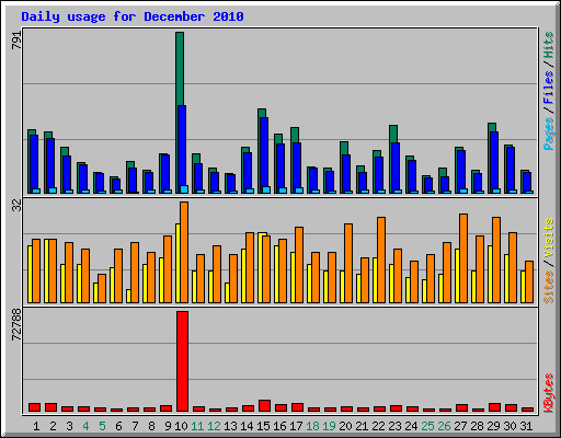 Daily usage for December 2010