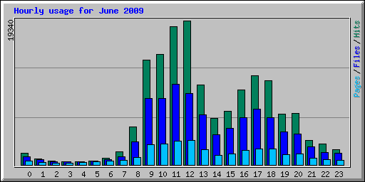Hourly usage for June 2009