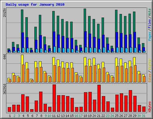 Daily usage for January 2010