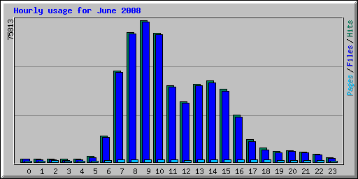 Hourly usage for June 2008