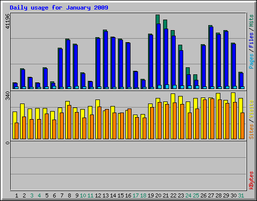 Daily usage for January 2009