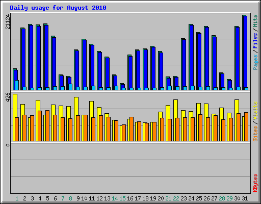 Daily usage for August 2010