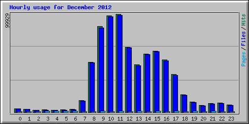Hourly usage for December 2012