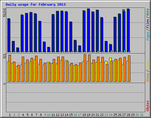 Daily usage for February 2013