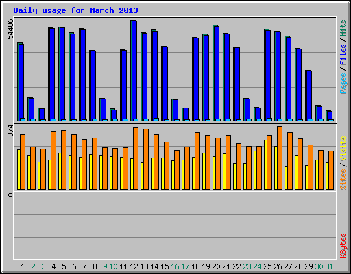 Daily usage for March 2013