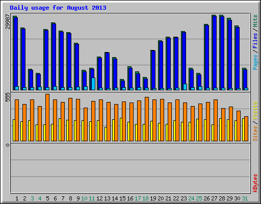 Daily usage for August 2013