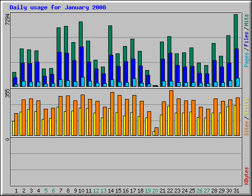 Daily usage for January 2008
