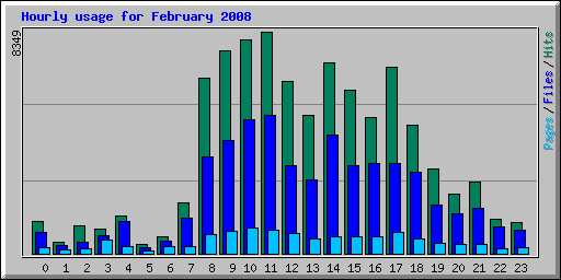 Hourly usage for February 2008