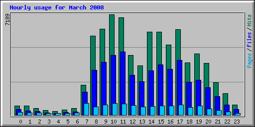 Hourly usage for March 2008