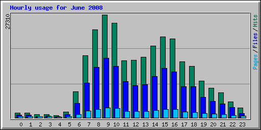 Hourly usage for June 2008