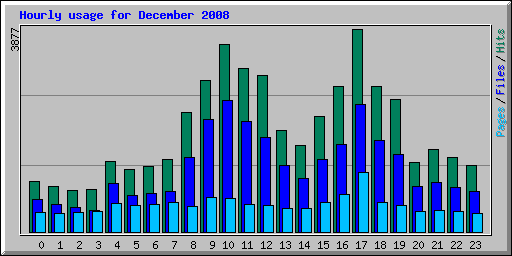 Hourly usage for December 2008