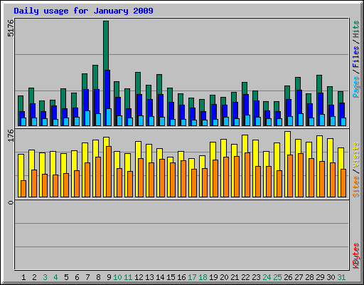 Daily usage for January 2009