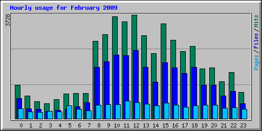 Hourly usage for February 2009