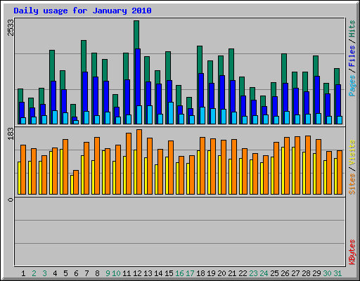 Daily usage for January 2010