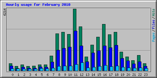 Hourly usage for February 2010