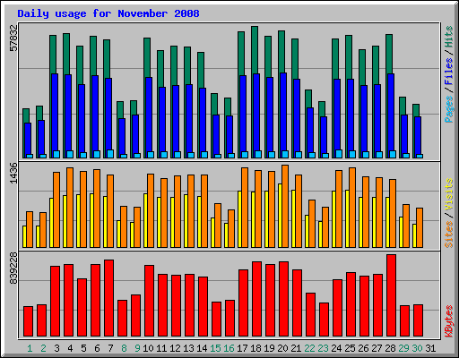 Daily usage for November 2008