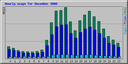 Hourly usage for December 2008