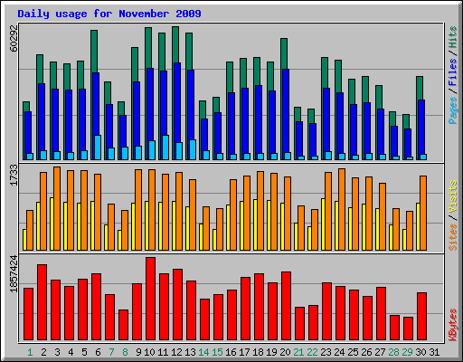 Daily usage for November 2009