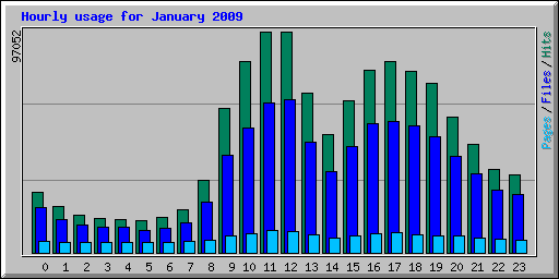 Hourly usage for January 2009