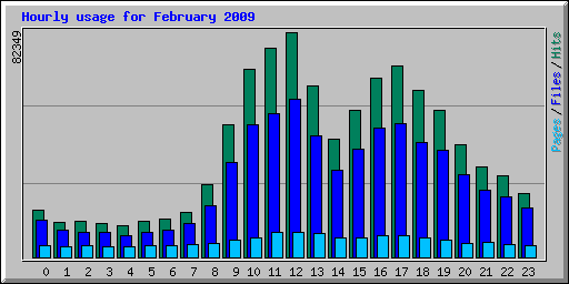Hourly usage for February 2009