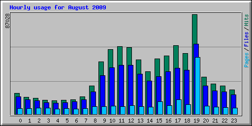 Hourly usage for August 2009