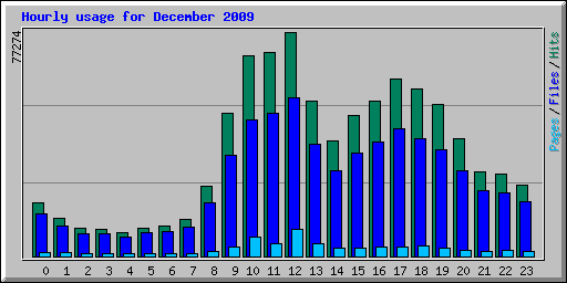 Hourly usage for December 2009