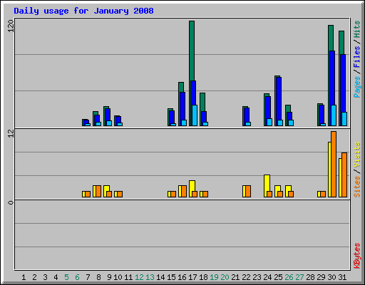 Daily usage for January 2008