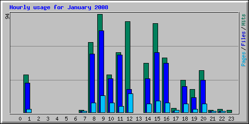 Hourly usage for January 2008
