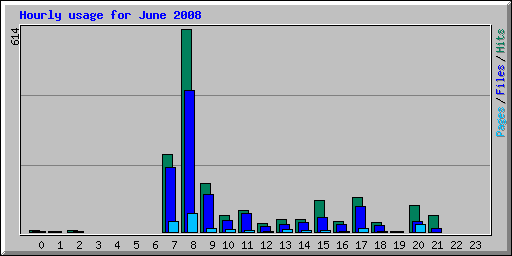 Hourly usage for June 2008