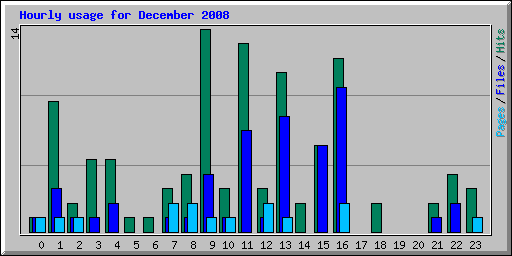 Hourly usage for December 2008